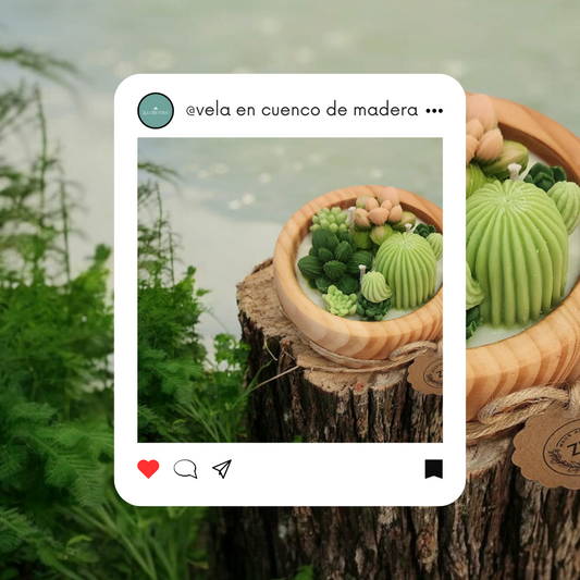 Velas en cuenco de madera